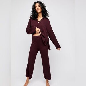 FREE PEOPLE Hailee Sweater Set in Plum S